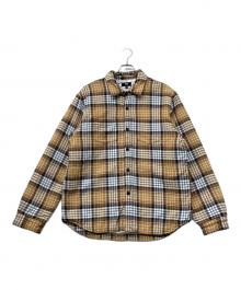 stussy（ステューシー）の古着「Quilted Lined Plaid Shirt(キルテッド　ラインド　プラッド　シャツ)」｜ブラック×イエロー