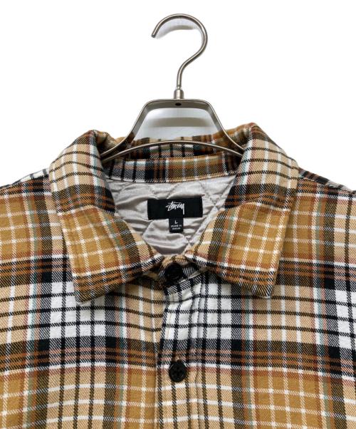 stussy（ステューシー）stussy (ステューシー) Quilted Lined Plaid Shirt(キルテッド　ラインド　プラッド　シャツ) ブラック×イエロー サイズ:サイズＬの古着・服飾アイテム