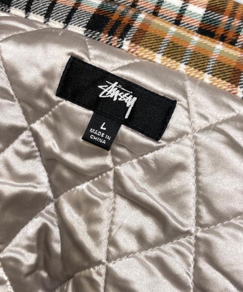 stussy（ステューシー）stussy (ステューシー) Quilted Lined Plaid Shirt(キルテッド　ラインド　プラッド　シャツ) ブラック×イエロー サイズ:サイズＬの古着・服飾アイテム
