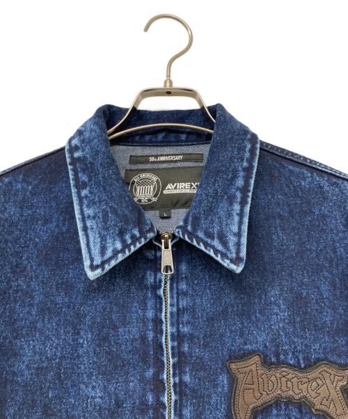 AVIREX（アヴィレックス）AVIREX (アヴィレックス) LEATHER PATCH DENIM JACKET(レザー パッチ デニム ジャケット) インディゴ サイズ:SIZELの古着・服飾アイテム