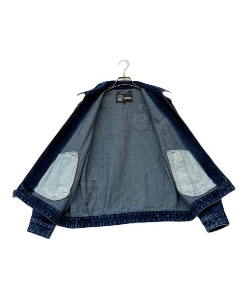 AVIREX（アヴィレックス）AVIREX (アヴィレックス) LEATHER PATCH DENIM JACKET(レザー パッチ デニム ジャケット) インディゴ サイズ:SIZELの古着・服飾アイテム