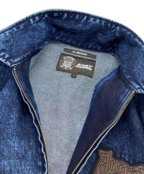 AVIREX（アヴィレックス）AVIREX (アヴィレックス) LEATHER PATCH DENIM JACKET(レザー パッチ デニム ジャケット) インディゴ サイズ:SIZELの古着・服飾アイテム