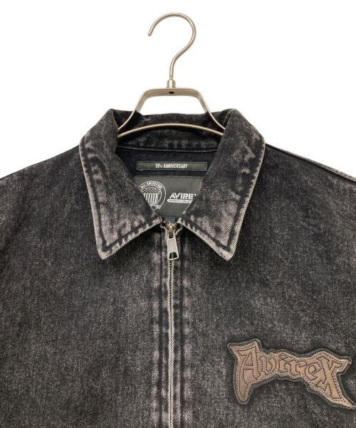 AVIREX（アヴィレックス）AVIREX (アヴィレックス) LEATHER PATCH DENIM JACKET(レザー パッチ デニム ジャケット) ブラック サイズ:SIZELの古着・服飾アイテム