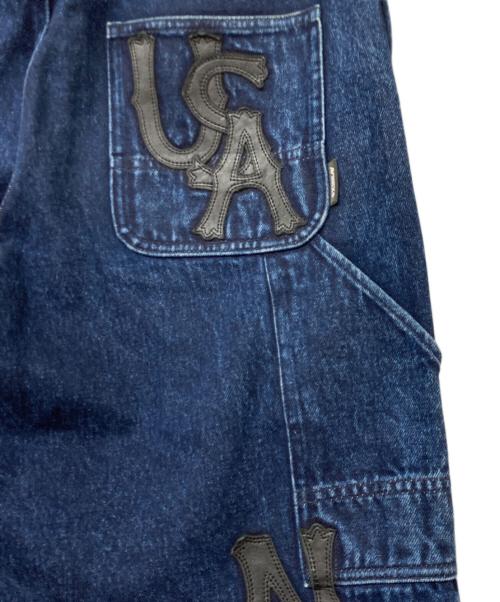 AVIREX（アヴィレックス）AVIREX (アヴィレックス) LEATHER PATCH DENIM PANTS(レザー パッチ デニム パンツ) インディゴ サイズ:SIZELの古着・服飾アイテム