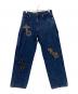 AVIREX（アヴィレックス）の古着「LEATHER PATCH DENIM PANTS(レザー パッチ デニム パンツ)」｜インディゴ