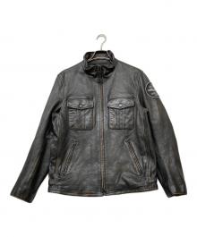 AVIREX（アヴィレックス）の古着「SHEEP SKIN STAND RIDERS JACKET(シープスキン スタンド ライダース ジャケット)」｜ブラック