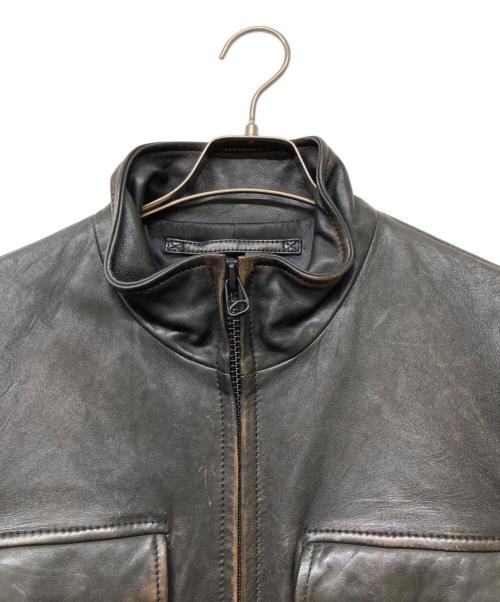 AVIREX（アヴィレックス）AVIREX (アヴィレックス) SHEEP SKIN STAND RIDERS JACKET(シープスキン スタンド ライダース ジャケット) ブラック サイズ:sizeXLの古着・服飾アイテム