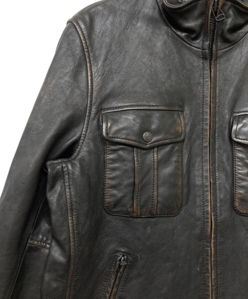 AVIREX（アヴィレックス）AVIREX (アヴィレックス) SHEEP SKIN STAND RIDERS JACKET(シープスキン スタンド ライダース ジャケット) ブラック サイズ:sizeXLの古着・服飾アイテム