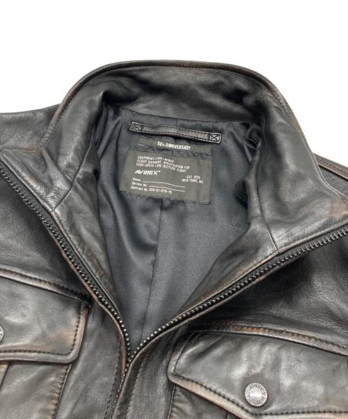 AVIREX（アヴィレックス）AVIREX (アヴィレックス) SHEEP SKIN STAND RIDERS JACKET(シープスキン スタンド ライダース ジャケット) ブラック サイズ:sizeXLの古着・服飾アイテム
