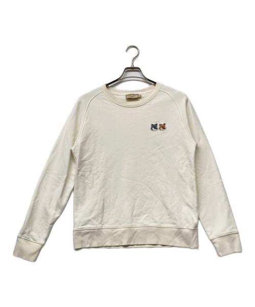 maison kitsune（メゾンキツネ）maison kitsune (メゾンキツネ) FOX PATCH クルーネックスウェット ホワイト サイズ:Sの古着・服飾アイテム