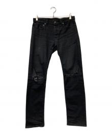 MINEDENIM（マインデニム）の古着「Slim STR 5pocket OWS(スリム　ストレッチ　ファイブポケット　ワンウォッシュ)」｜ブラック