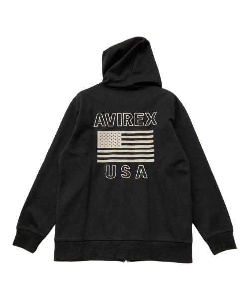 AVIREX（アヴィレックス）AVIREX (アヴィレックス) ジップパーカー ブラック サイズ:2XLの古着・服飾アイテム
