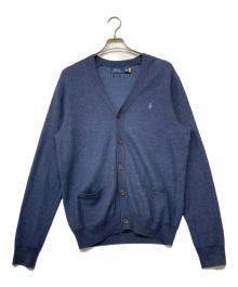 POLO RALPH LAUREN（ポロ・ラルフローレン）の古着「QRタグポニー刺繍ニットカーディガン」｜ネイビー