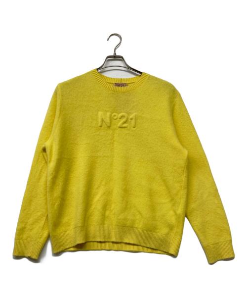 N°21（ヌメロヴェントゥーノ）N°21 (ヌメロヴェントゥーノ) ロゴウールニット イエロー サイズ:40の古着・服飾アイテム