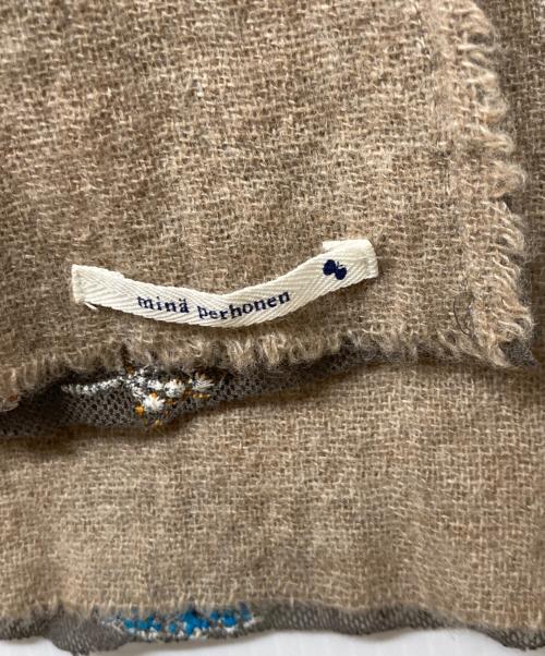 mina perhonen（ミナ ペルホネン）mina perhonen (ミナ ペルホネン) 刺繍ストール ブラウンの古着・服飾アイテム