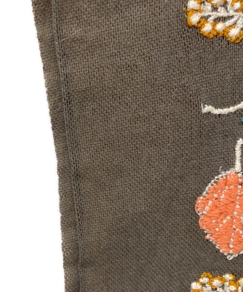 mina perhonen（ミナ ペルホネン）mina perhonen (ミナ ペルホネン) 刺繍ストール ブラウンの古着・服飾アイテム