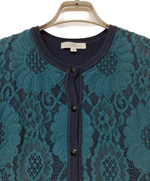 NARA CAMICIE（ナラカミーチェ）NARA CAMICIE (ナラカミーチェ) レース切替ニットカーディガン ネイビー サイズ:SIZE 2の古着・服飾アイテム