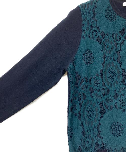 NARA CAMICIE（ナラカミーチェ）NARA CAMICIE (ナラカミーチェ) レース切替ニットカーディガン ネイビー サイズ:SIZE 2の古着・服飾アイテム