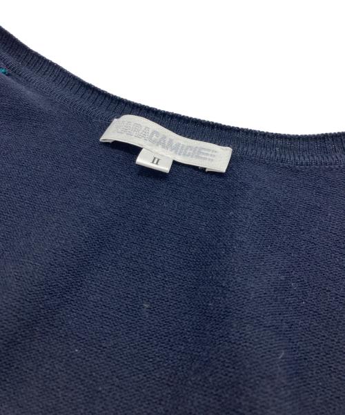 NARA CAMICIE（ナラカミーチェ）NARA CAMICIE (ナラカミーチェ) レース切替ニットカーディガン ネイビー サイズ:SIZE 2の古着・服飾アイテム