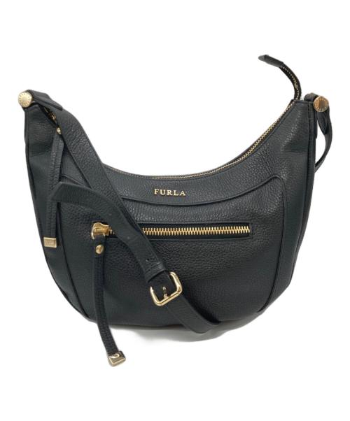 FURLA（フルラ）FURLA (フルラ) シボレザーショルダーバッグ ブラックの古着・服飾アイテム