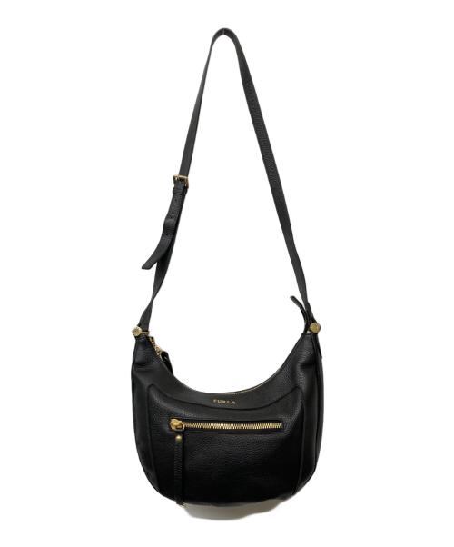 FURLA（フルラ）FURLA (フルラ) シボレザーショルダーバッグ ブラックの古着・服飾アイテム