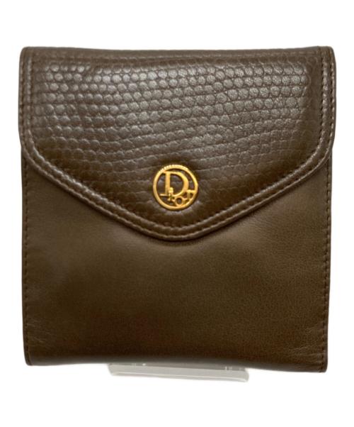 Christian Dior（クリスチャン ディオール）Christian Dior (クリスチャン ディオール) ヴィンテージCDサークルレザーフラップウォレット ブラウンの古着・服飾アイテム