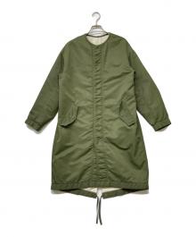 MACPHEE（マカフィー）の古着「ナイロンフリース リバーシブルノーカラーコート」｜オリーブ×ホワイト