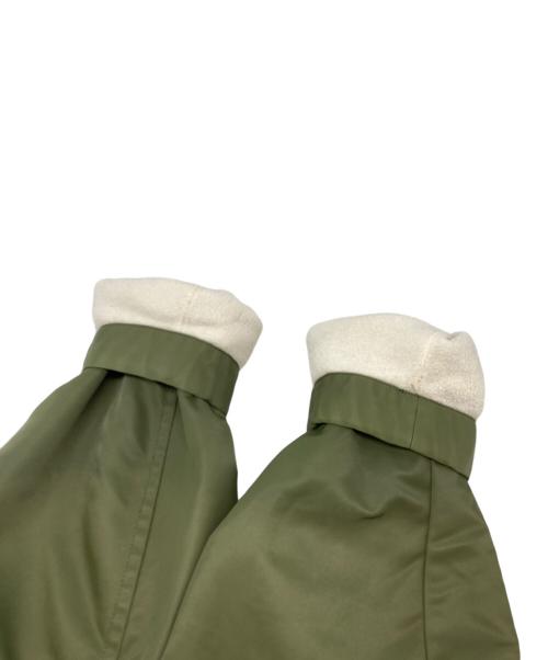 MACPHEE（マカフィー）MACPHEE (マカフィー) ナイロンフリース リバーシブルノーカラーコート オリーブ×ホワイト サイズ:sizeSの古着・服飾アイテム