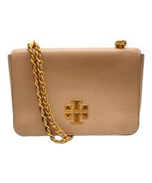 TORY BURCH（トリーバーチ）の古着「Britten ペブルレザーチェーンショルダーフラップバッグ」｜ライトピンク