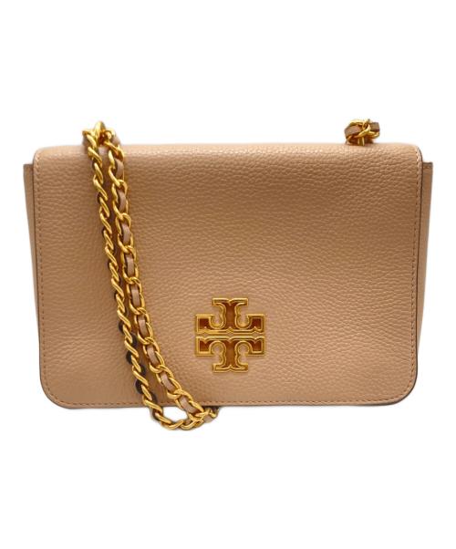 TORY BURCH（トリーバーチ）TORY BURCH (トリーバーチ) Britten ペブルレザーチェーンショルダーフラップバッグ ライトピンクの古着・服飾アイテム
