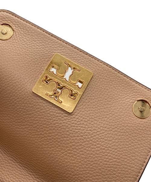 TORY BURCH（トリーバーチ）TORY BURCH (トリーバーチ) Britten ペブルレザーチェーンショルダーフラップバッグ ライトピンクの古着・服飾アイテム