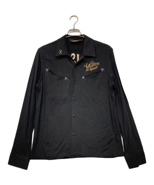 VANSON（バンソン）VANSON (バンソン) スカル刺繍レーヨンシャツ ブラック サイズ:SIZEMの古着・服飾アイテム