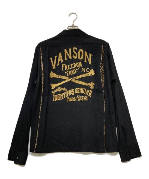 VANSON（バンソン）VANSON (バンソン) スカル刺繍レーヨンシャツ ブラック サイズ:SIZEMの古着・服飾アイテム