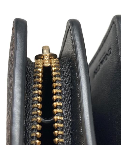 COACH（コーチ）COACH (コーチ) ミディアム コーナー ジップ ウォレット・シグネチャー キャンバス ブラウンの古着・服飾アイテム