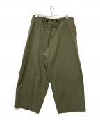 LA BOUCLEラ ブークル）の古着「Gass Twill ワイド イージーパンツ」｜オリーブ