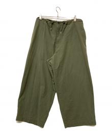 LA BOUCLE（ラ ブークル）の古着「Gass Twill ワイド イージーパンツ」｜オリーブ