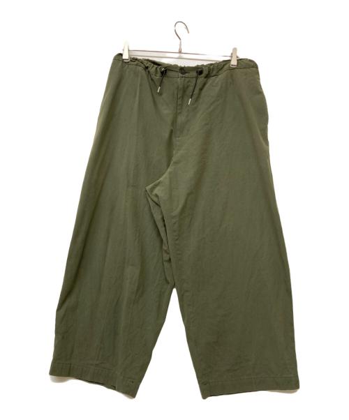 LA BOUCLE（ラ ブークル）LA BOUCLE (ラ ブークル) Gass Twill ワイド イージーパンツ オリーブ サイズ:Freeの古着・服飾アイテム