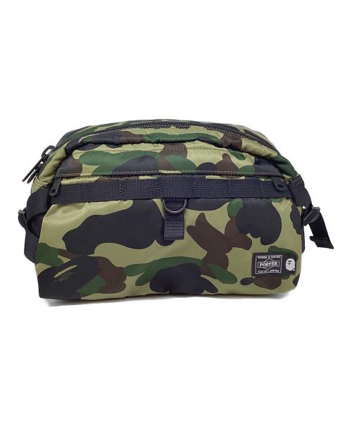 PORTER（ポーター）PORTER (ポーター) A BATHING APE (アベイシングエイプ) 1ST CAMO WAIST BAG/カモウエストバッグ カーキの古着・服飾アイテム