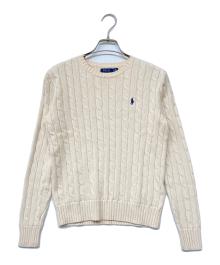 POLO RALPH LAUREN（ポロ・ラルフローレン）の古着「QRタグ Cable-Knit Cotton Sweater」｜アイボリー