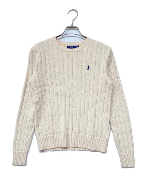 POLO RALPH LAUREN（ポロ・ラルフローレン）POLO RALPH LAUREN (ポロ・ラルフローレン) QRタグ Cable-Knit Cotton Sweater アイボリー サイズ:SIZE Sの古着・服飾アイテム