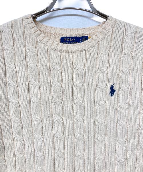 POLO RALPH LAUREN（ポロ・ラルフローレン）POLO RALPH LAUREN (ポロ・ラルフローレン) QRタグ Cable-Knit Cotton Sweater アイボリー サイズ:SIZE Sの古着・服飾アイテム