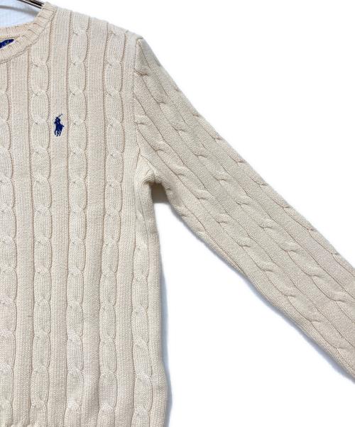 POLO RALPH LAUREN（ポロ・ラルフローレン）POLO RALPH LAUREN (ポロ・ラルフローレン) QRタグ Cable-Knit Cotton Sweater アイボリー サイズ:SIZE Sの古着・服飾アイテム