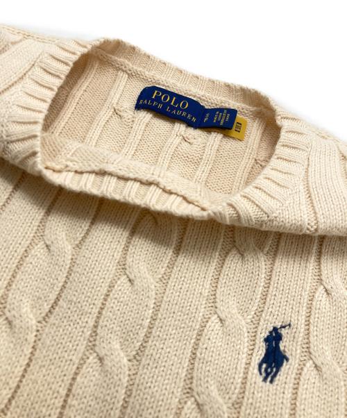 POLO RALPH LAUREN（ポロ・ラルフローレン）POLO RALPH LAUREN (ポロ・ラルフローレン) QRタグ Cable-Knit Cotton Sweater アイボリー サイズ:SIZE Sの古着・服飾アイテム