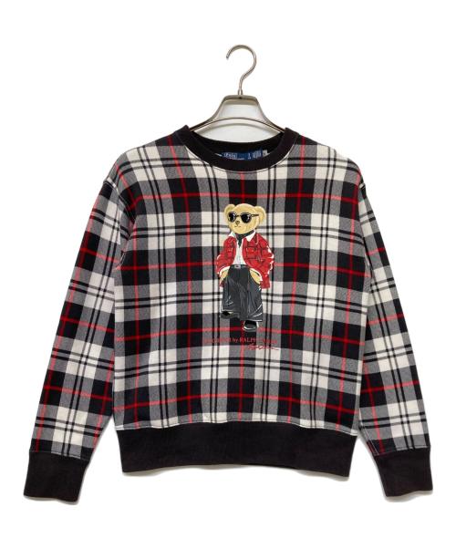 POLO RALPH LAUREN（ポロ・ラルフローレン）POLO RALPH LAUREN (ポロ・ラルフローレン) QRタグ Polo ベア コットンブレンド スウェットシャツ ブラック×ホワイト サイズ:SIZE Sの古着・服飾アイテム
