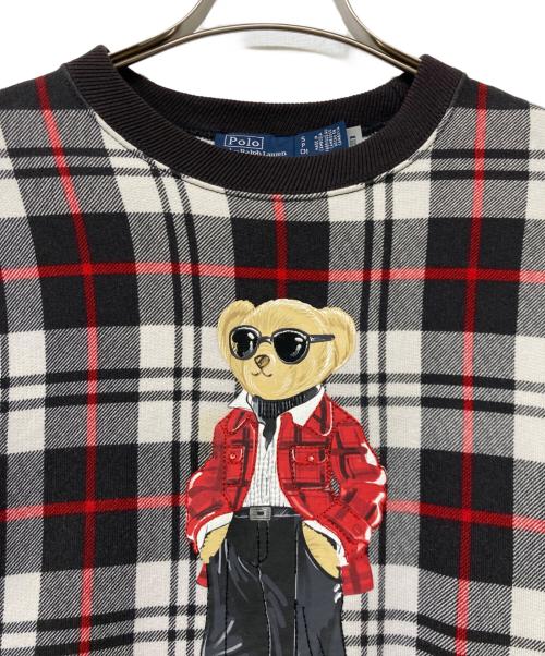 POLO RALPH LAUREN（ポロ・ラルフローレン）POLO RALPH LAUREN (ポロ・ラルフローレン) QRタグ Polo ベア コットンブレンド スウェットシャツ ブラック×ホワイト サイズ:SIZE Sの古着・服飾アイテム