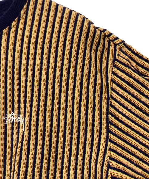 stussy（ステューシー）stussy (ステューシー) Vertical Dot Striped Ls Crew(バーティカル ドット ストライプド エルエス クルー) ベージュ×ネイビー サイズ:SIZELの古着・服飾アイテム