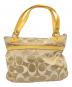 COACH (コーチ) Poppy Signature Satin Glam Tote（ポピー シグネチャー サテン グラム トート） ベージュ×イエロー：5000円