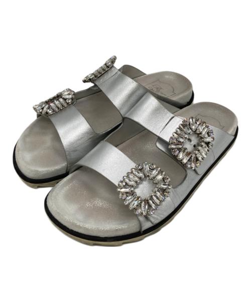 Roger Vivier（ロジェ ヴィヴィエ）Roger Vivier (ロジェ ヴィヴィエ) SLIDY VIV STRASS BUCKLスライディー ヴィヴ ストラス バックル シルバー サイズ:37の古着・服飾アイテム