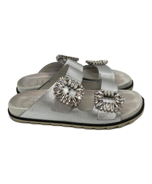 Roger Vivier（ロジェ ヴィヴィエ）Roger Vivier (ロジェ ヴィヴィエ) SLIDY VIV STRASS BUCKLスライディー ヴィヴ ストラス バックル シルバー サイズ:37の古着・服飾アイテム