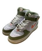 NIKEナイキ）の古着「AIR FORCE 1 MID QS WHITE/TOTAL ORANGE-OIL GREEN-SAIL/エア フォース 1 ミッド キューズ ホワイト/トータルオレンジ-オイルグリーン-セイル」｜ホワイト×グリーン